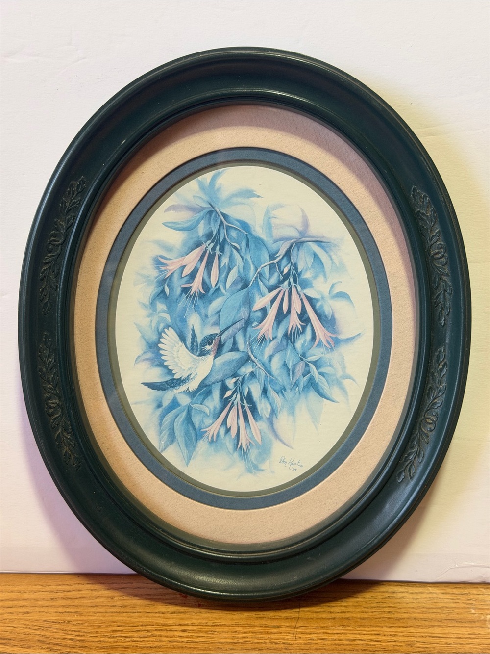 Oval Home Interiors Pictures Hummingbirds By Don Kent.Green frame 11”x9